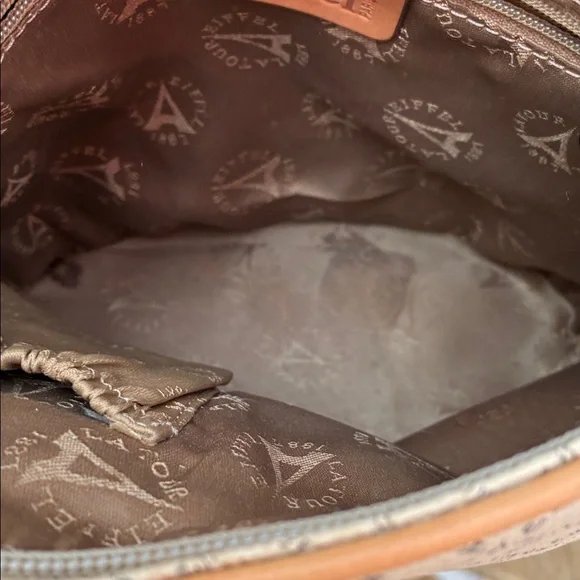 Latour Eiffel 1837 vintage Tan and Brown Patterned Tote Bag - Picture 7 of 10